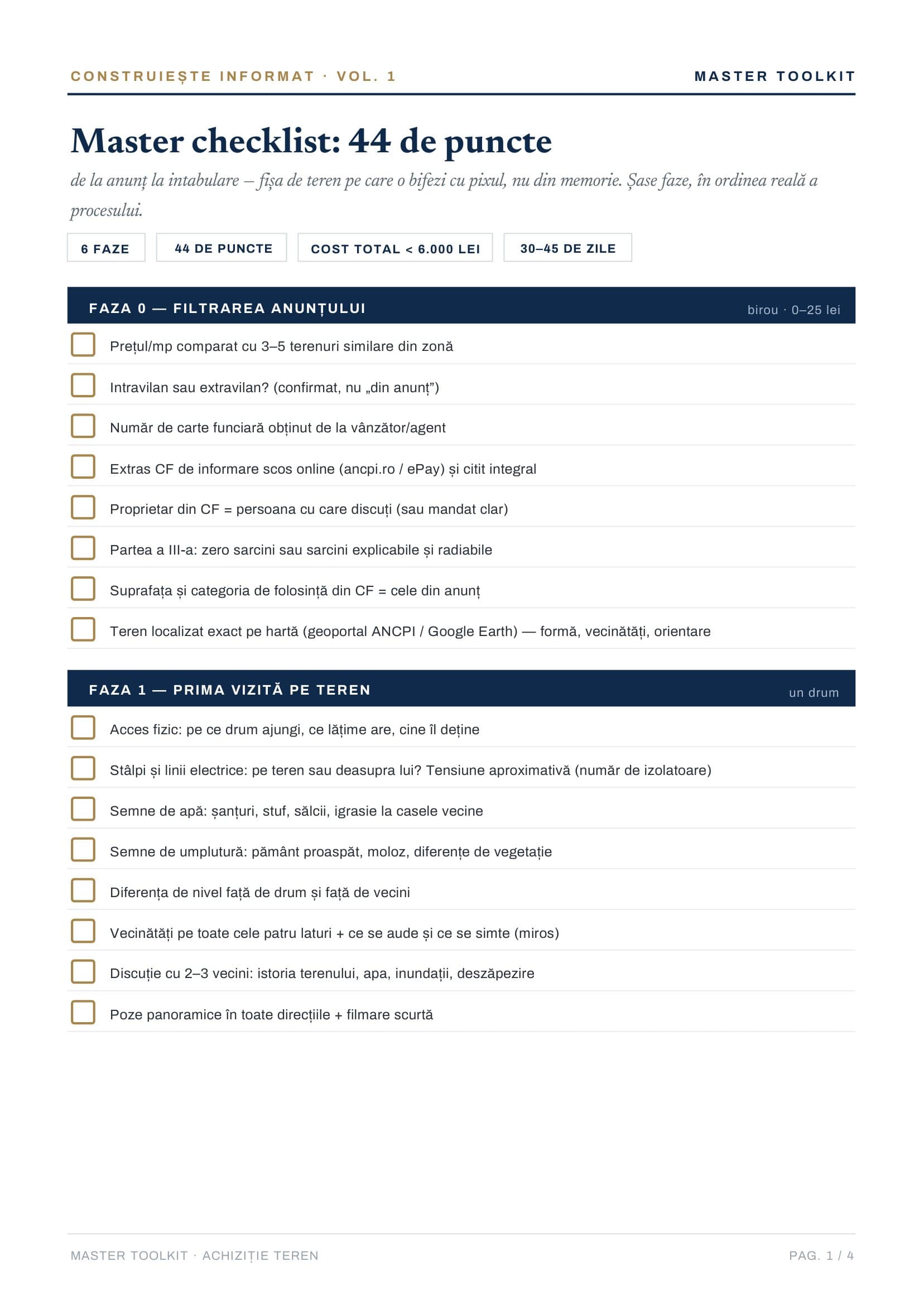 Checklist: 44 de verificări înainte să cumperi un teren